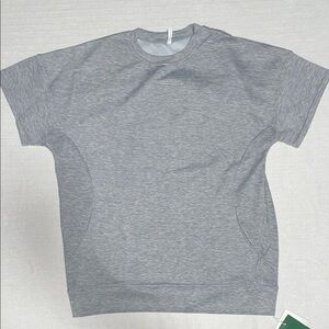 Halara Gray Oversized Round Neck Cool Touch Yoga Top with Pockets